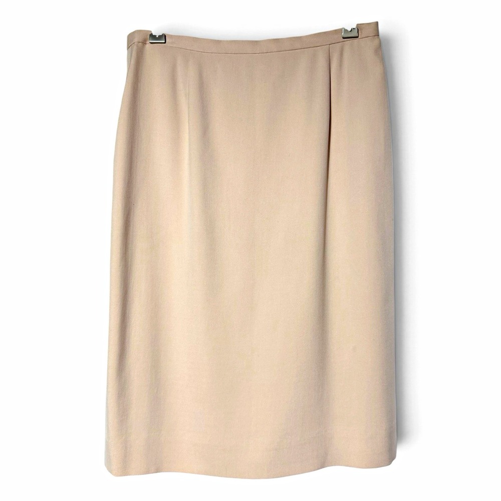 Vintage 90s 100% Silk Pencil Skirt 10 Pink Blush Midi Siren Quiet Luxury Y2K